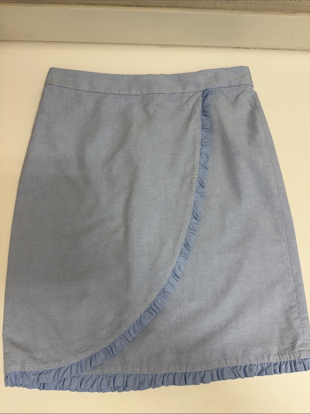 J Crew Light  Blue Ruffle Trim Women's Skirt